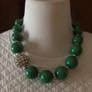 Large green beaded statement necklace